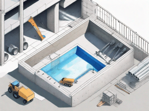 A concrete pool under construction
